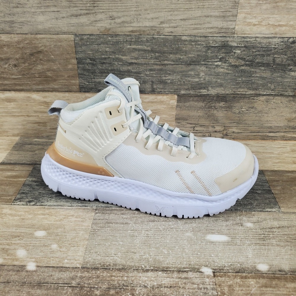 Timberland PRO Setra Mid Womens Work Shoes Sz 6.5 M Champagne Safety Toe Sneaker